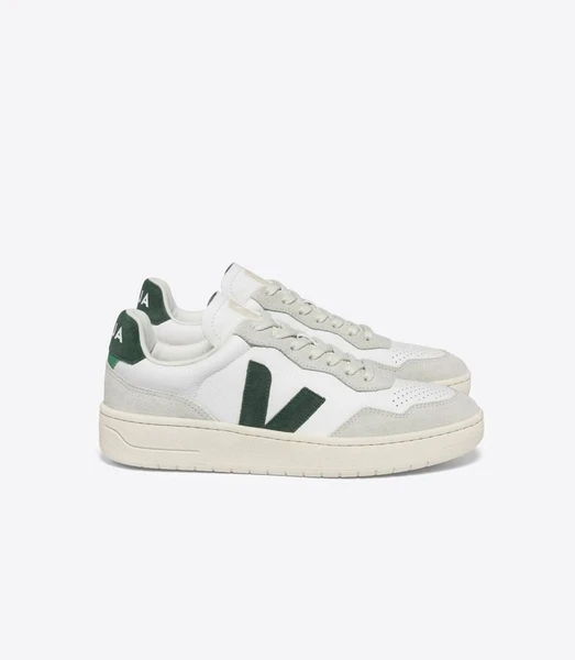 Baskets en suède et cuir certifié | blanc et vert "v-90 o.t. leath ex white cyprus" Veja