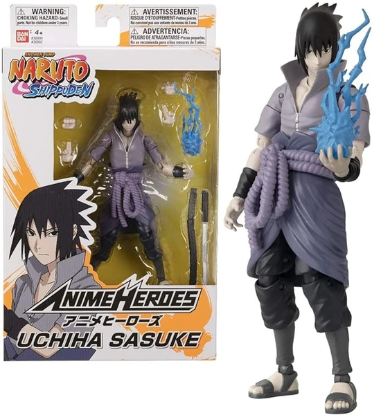 Bandai - Anime Heroes - Figurine Sasuke Uchiwa - Naruto Shippuden - Figurine d'action Anime Heroes 17 cm - Licence Officielle Manga Naruto - Figurine Sasuke articulée - Jouet Enfant 4 ans et + - 36902