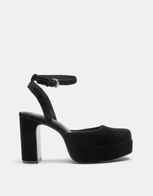 Pull&Bear - Chaussures à talon haut et semelle plateforme - Noir