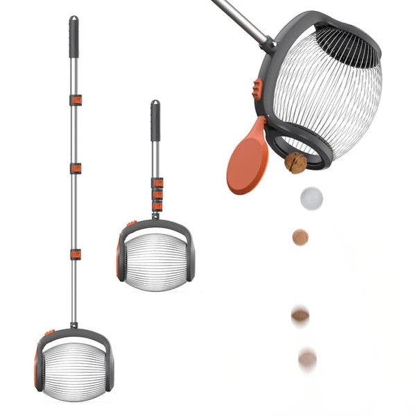 Bawang - Rouleau cueilleur de fruits de 2 à 4 cm avec tige télescopique en acier pour fruits, noix, châtaignes et objets