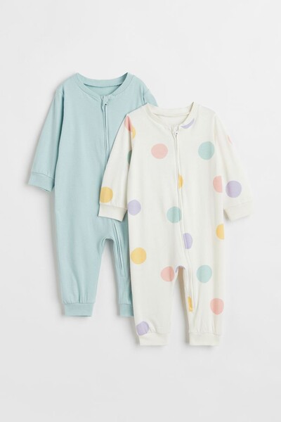Pyjamas zippés, lot de 2 - Bleu clair/montgolfières - ENFANT | H&M BE
