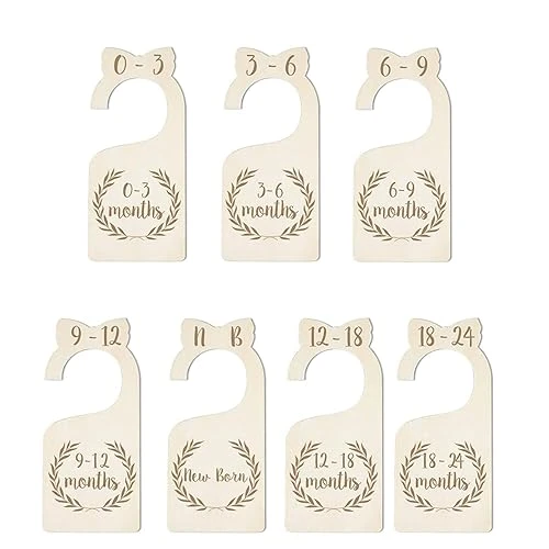 LMOGWL 7 Pièces Diviseurs de Garde-Robe Bébé,Séparateurs Placard pour Bébé en Bois,Separateur Penderie pour Bébé,Diviseurs de Taille Vêtements,Organisateurs de Vêtements pour Bébé