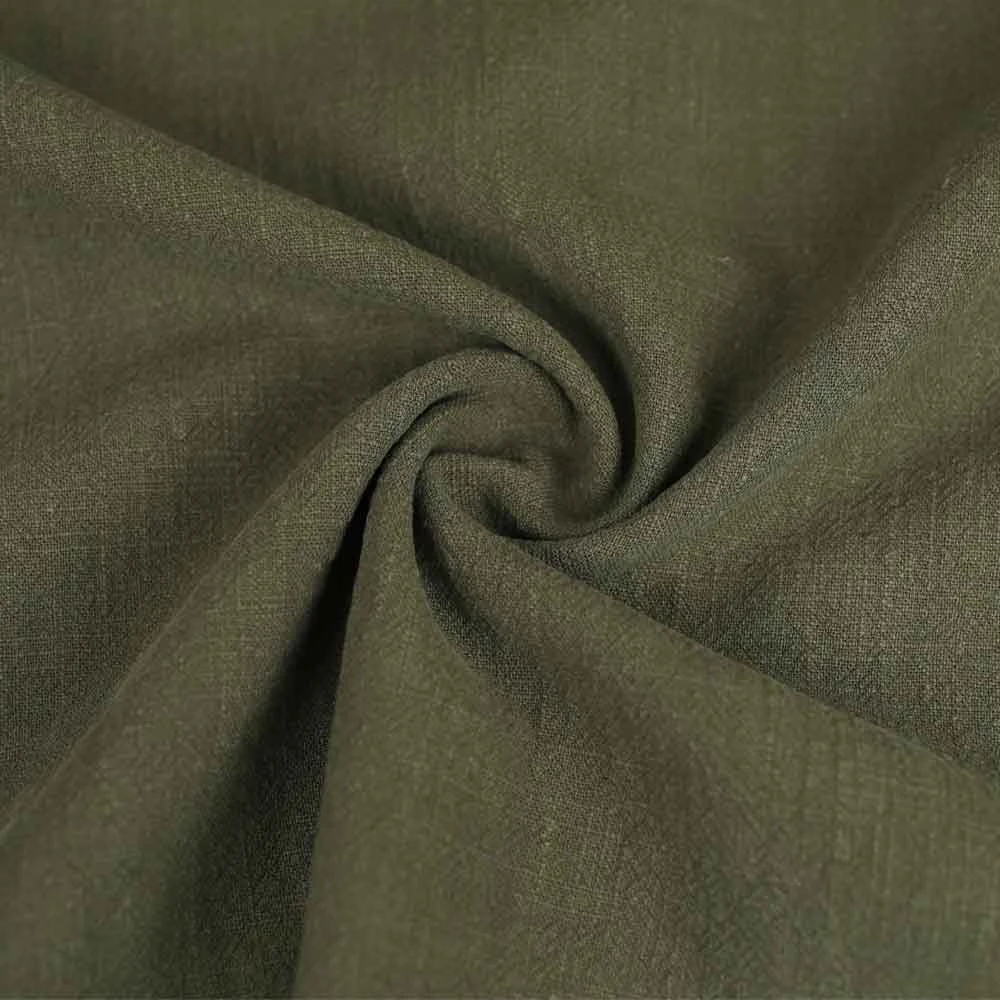 Tissu Celona lin et coton texturé - kaki | Tissu pour couture d'habits en fibres naturelles