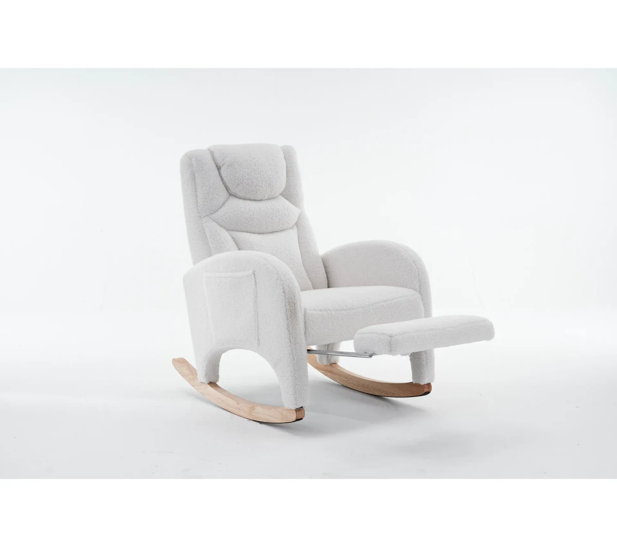 Fauteuil à Bascule Rocking Chair Avec Repose-pieds Extensible Blanc