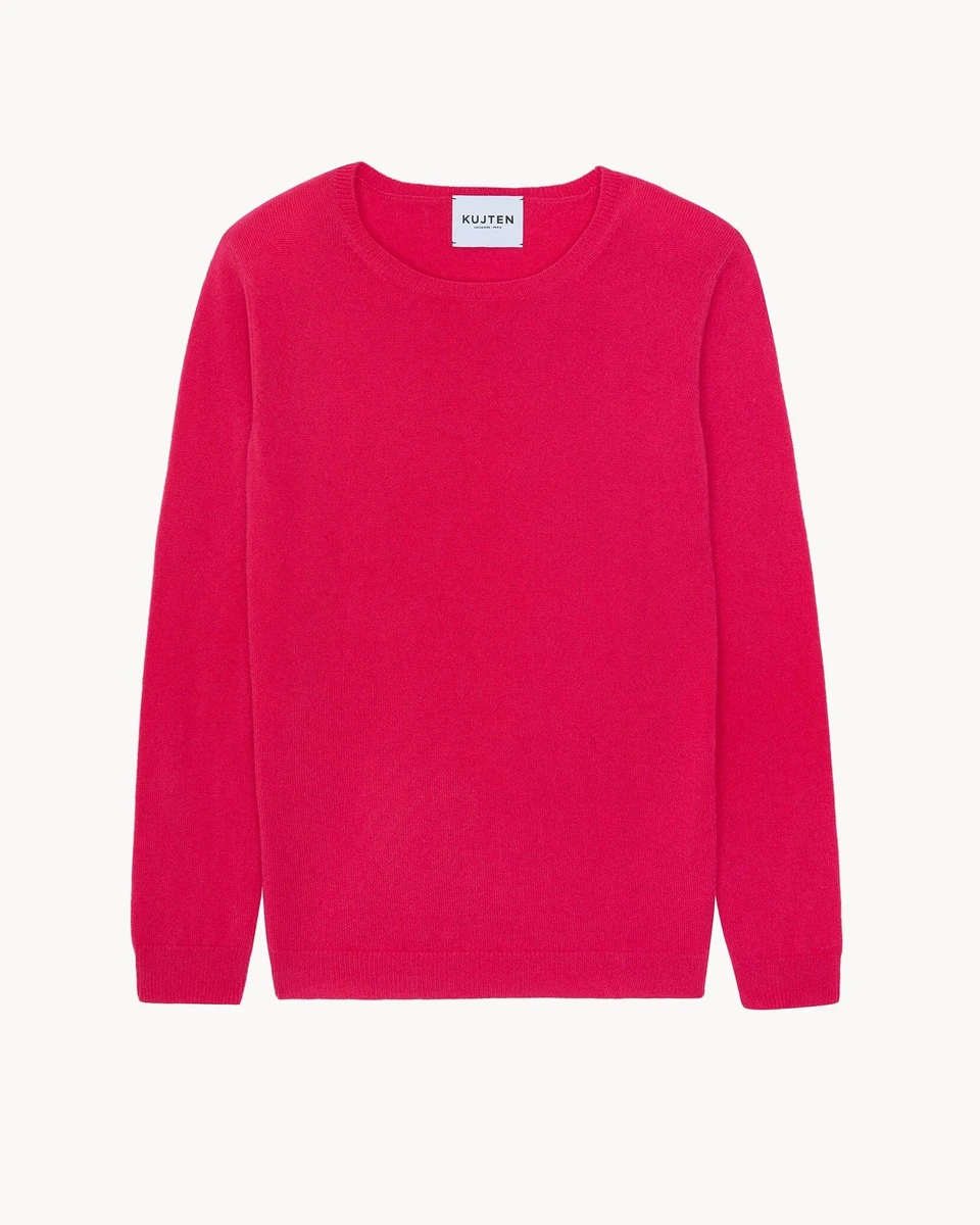 Pull Cachemire Femme Col Rond Rose Fushia | Kujten Cachemire