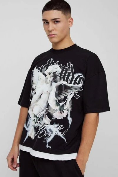 T-shirt oversize à manches longues et imprimé Renaissance