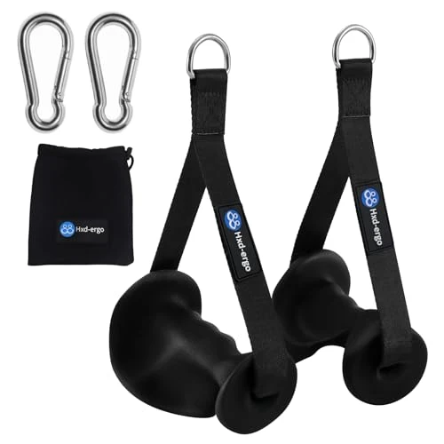 HXD-ERGO Poignée Ergonomique Musculation, Poignée de Tirage Musculation Accessoire pour Machine Smith Bande de Résistance et Élastique Fitness Machine à Câble et Poulie, avec 2 Mousquetons