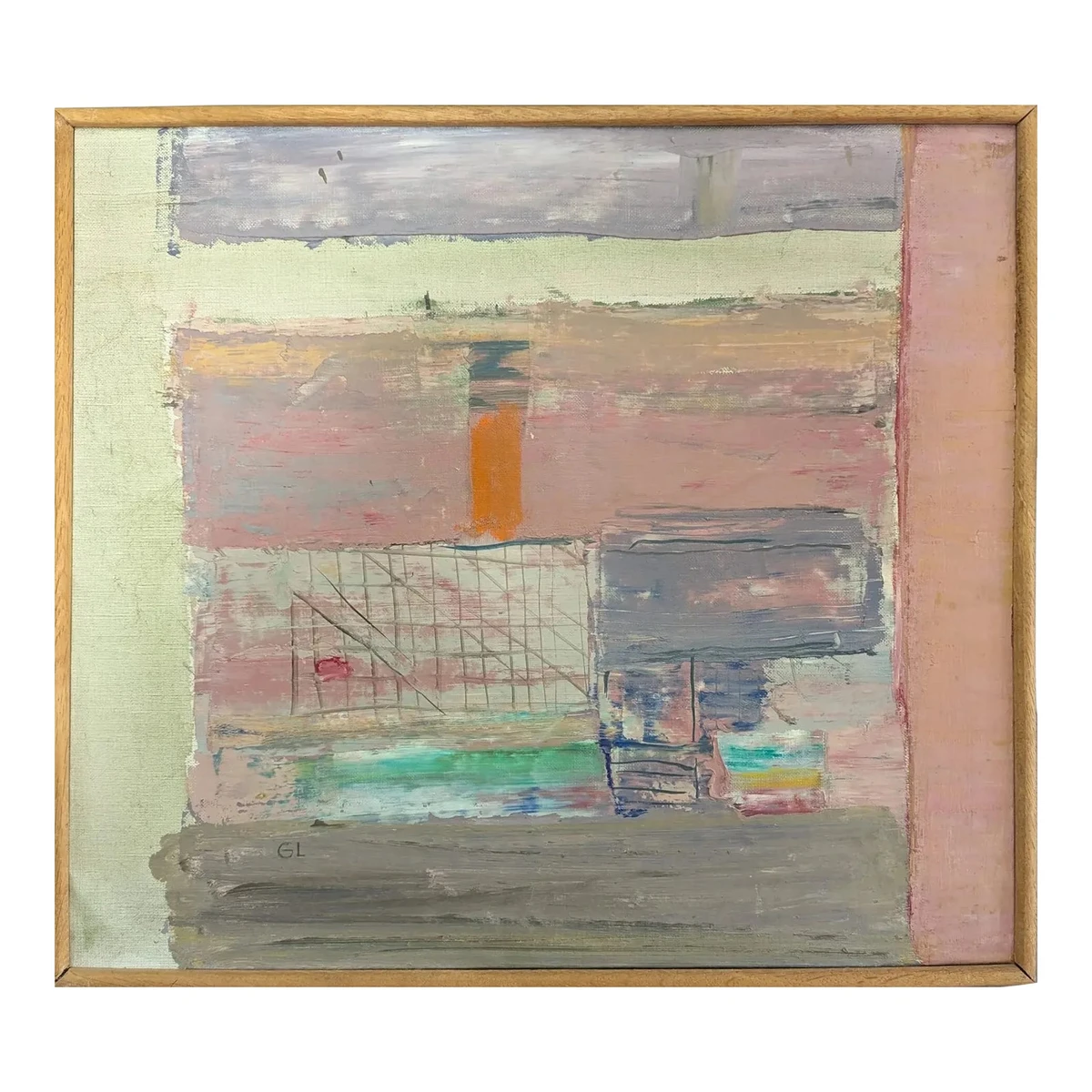 1966 Mid-Century Modern 'Improvisation' Vintage Swedish Original Abstract Oil Painting, Framed
