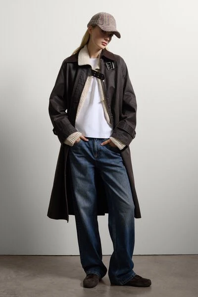 Marrone Brown cotton blend oversized fit jacket | Stefanel