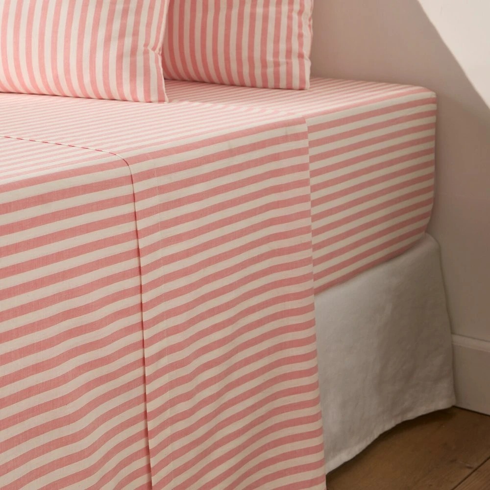 Drap plat en coton, Soizic corail