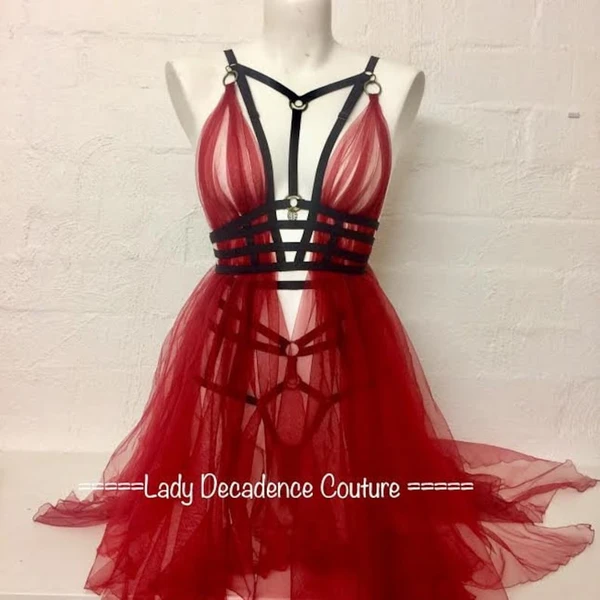 MARILYN DRESS- Sheer Dress with body Harness| 
