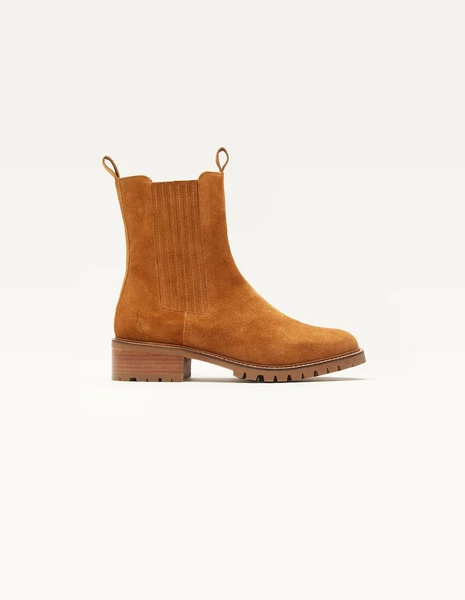 Bottines en cuir certifié | suède ambre "dorianne" Odaje