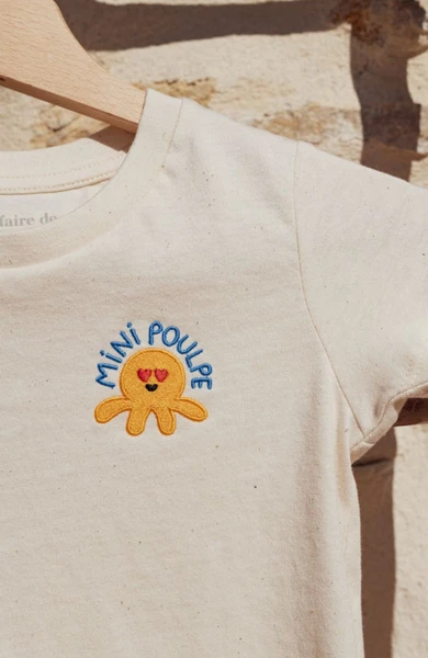 T-shirt Mini Poulpe Affaire de famille - Coton bio & broderie - Tailles bébé & enfant