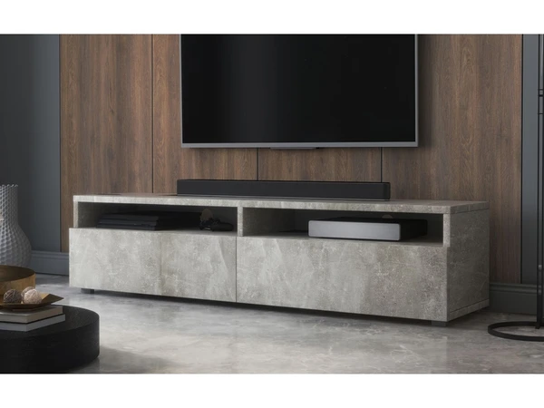Selsey rednaw – meuble tv avec deux tiroirs, aspect béton, 140 cm-A80403128