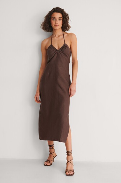 Robe Midi Dos Nu Marron