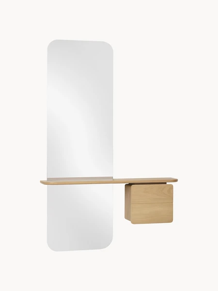 Miroir mural avec tablette en bois One More Look | Westwing