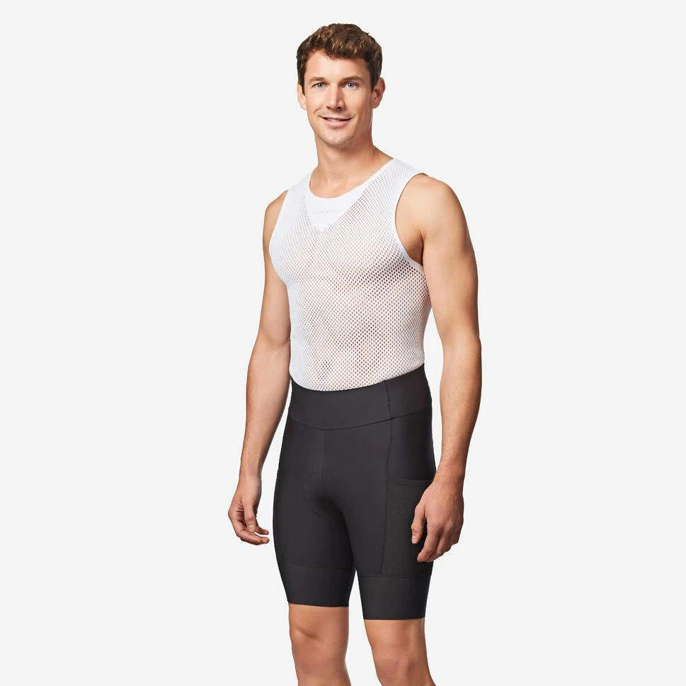 Cuissard court de vélo de route sans bretelles endurance homme, EDR noir