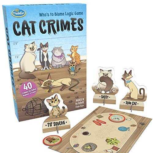 Think Fun Crimes Cat Jeu de logique et Brainteaser pour garçons et Filles Âge 8 Ans et Plus - Un Jeu Intelligent avec Un thème Amusant et hilarant Création