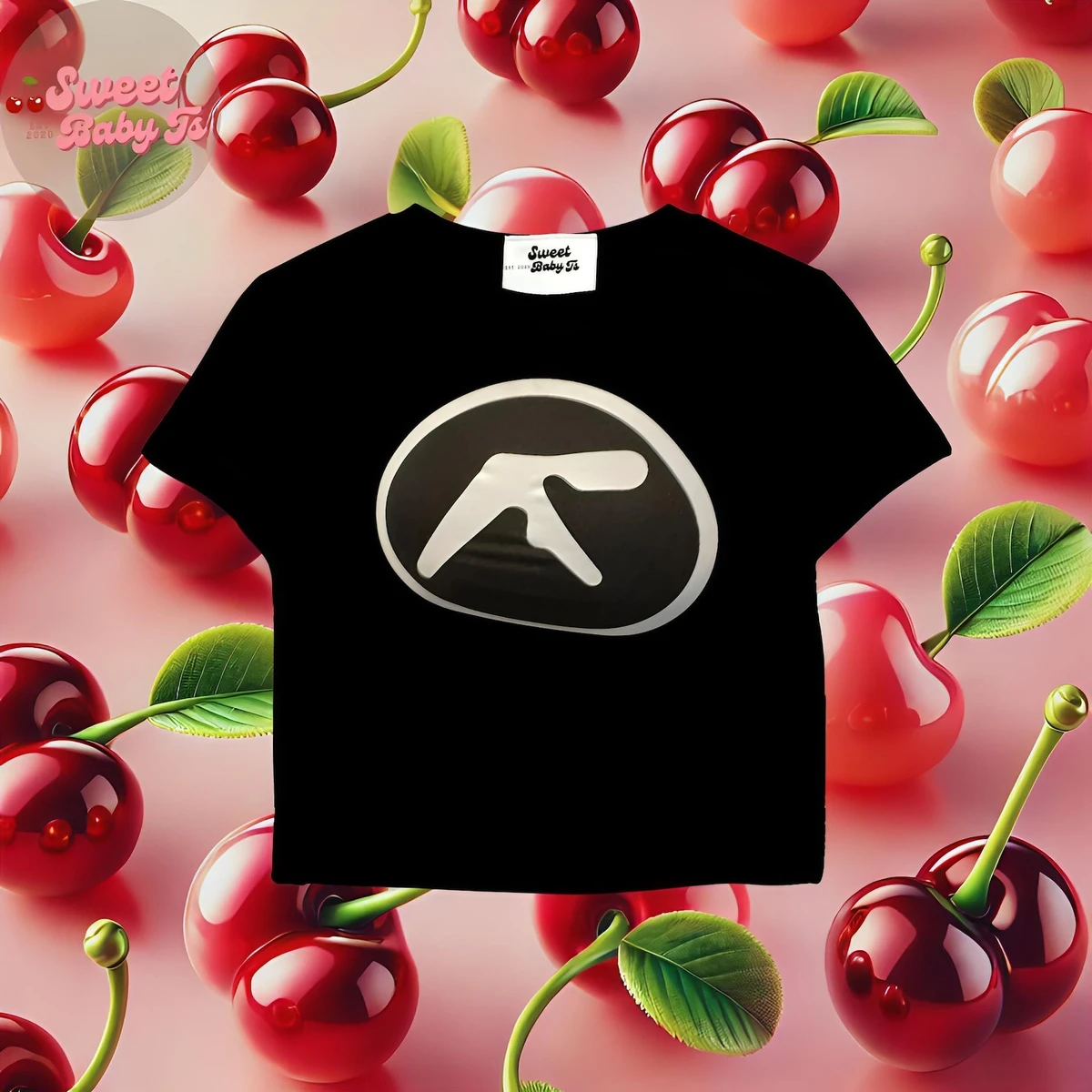 Aphex Twin baby-T-shirt - jaren 2000 esthetiek, grunge kleding vintage T-shirt, babydoll shirt, Y2K baby-T-shirt, grunge shirt, crop top baby-T-shirt, gotisch T