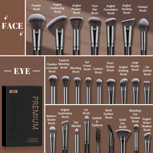 Ensemble de pinceaux de maquillage des yeux du visage professionnel brosses pour fond de teint fard à paupières contour caché - AliExpress 66