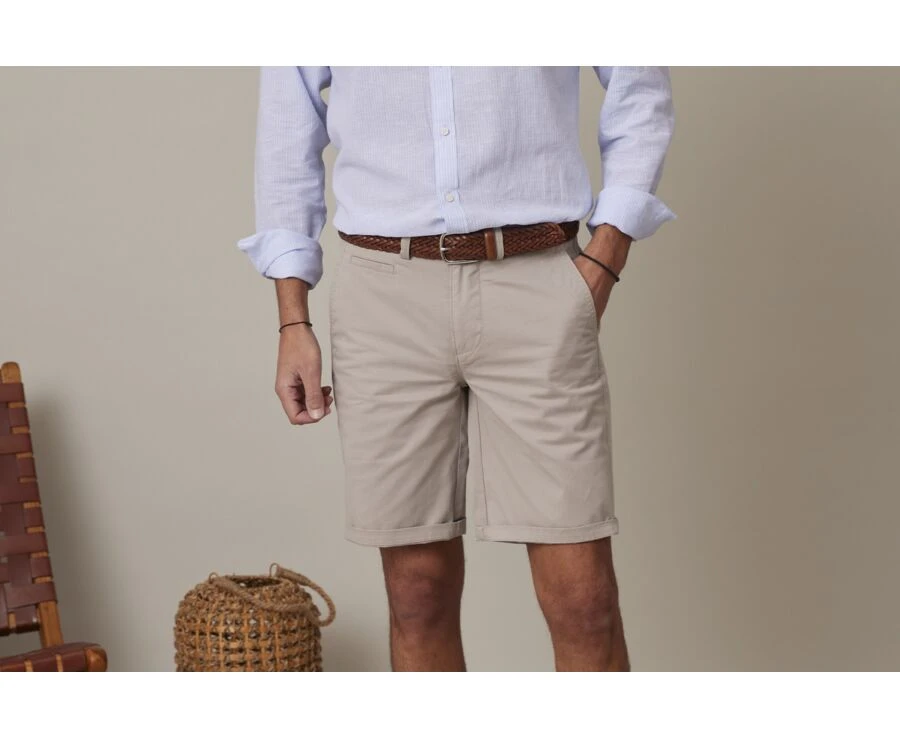 Bermuda chino homme Greige Foncé - BARRY