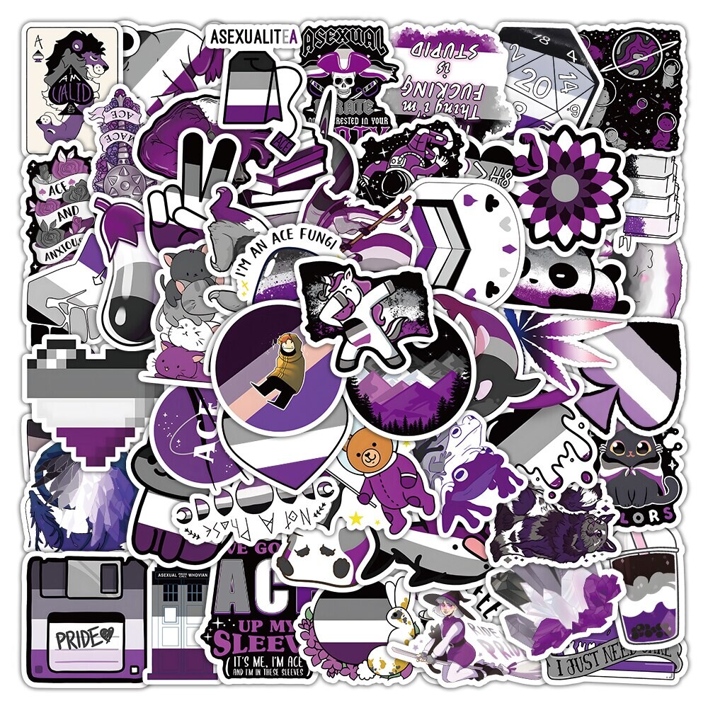 10/30/60PCS Arc-En-Ciel Asexuée Fierté LGBT Étanche Autocollants Pour Ordinateur Portable Guitare Moto Téléphone Bagages Voiture BRICOLAGE Autocollant De Dessin Animé