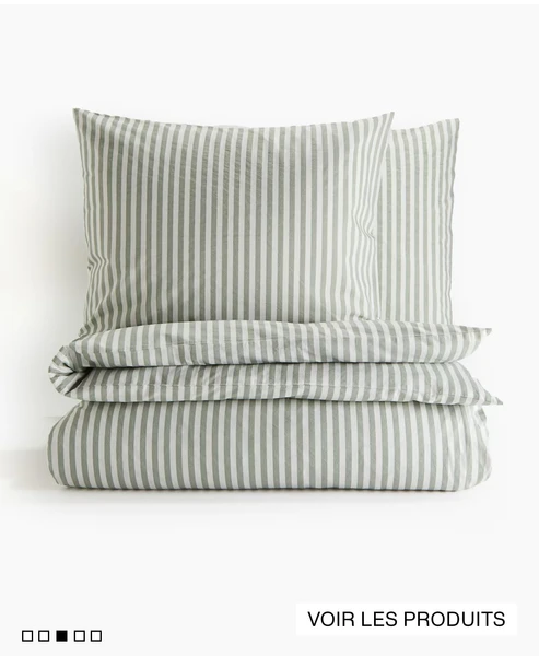 Parure de lit rayure vert clair 