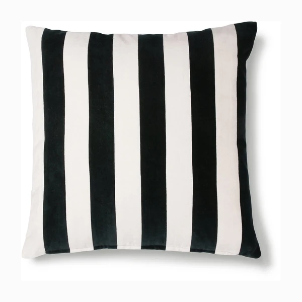Coussin en velours à rayures noir et blanc - HKliving