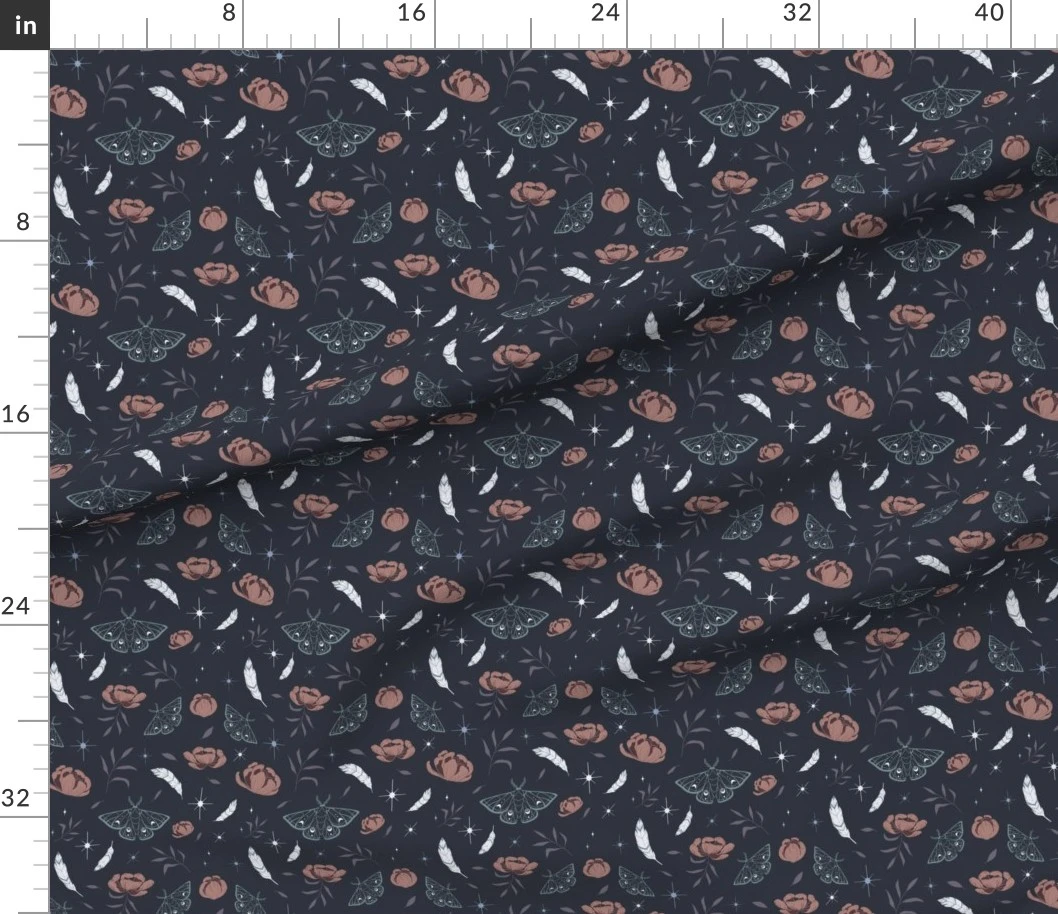 Fabric in Night Dreams Dusk Navy Indigo and Rose Palette