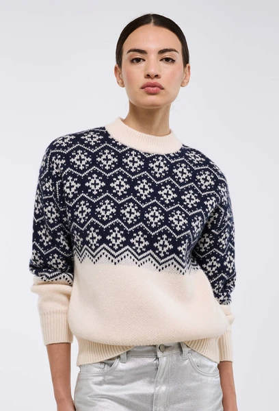 Pull jacquard fantaisie en laine