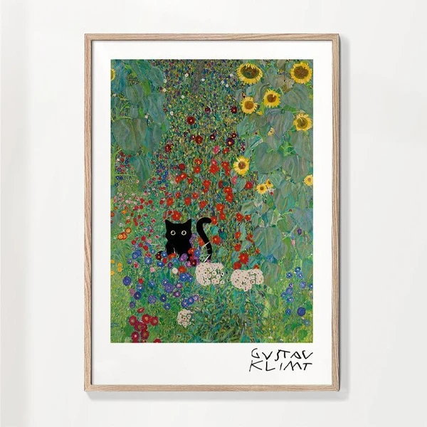 Gustav Klimt Garden Cat Print