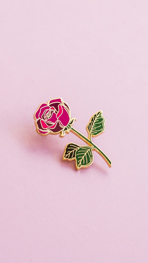 Épingle en émail rose, Cadeau rose, Épingle pour amoureux des fleurs, Badge rose, Épingle à broche rose, Accessoire botanique, Épingle à sac à dos