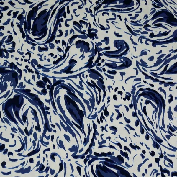 Satin de Viscose Paisley - Bleu Indigo | Tissu Chic et Fluide