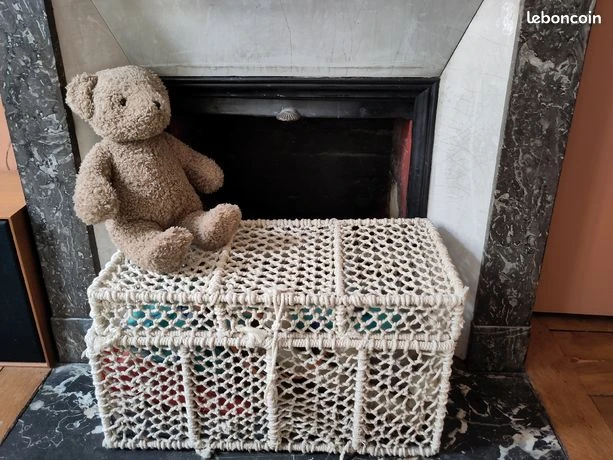 Coffre jouets macramé