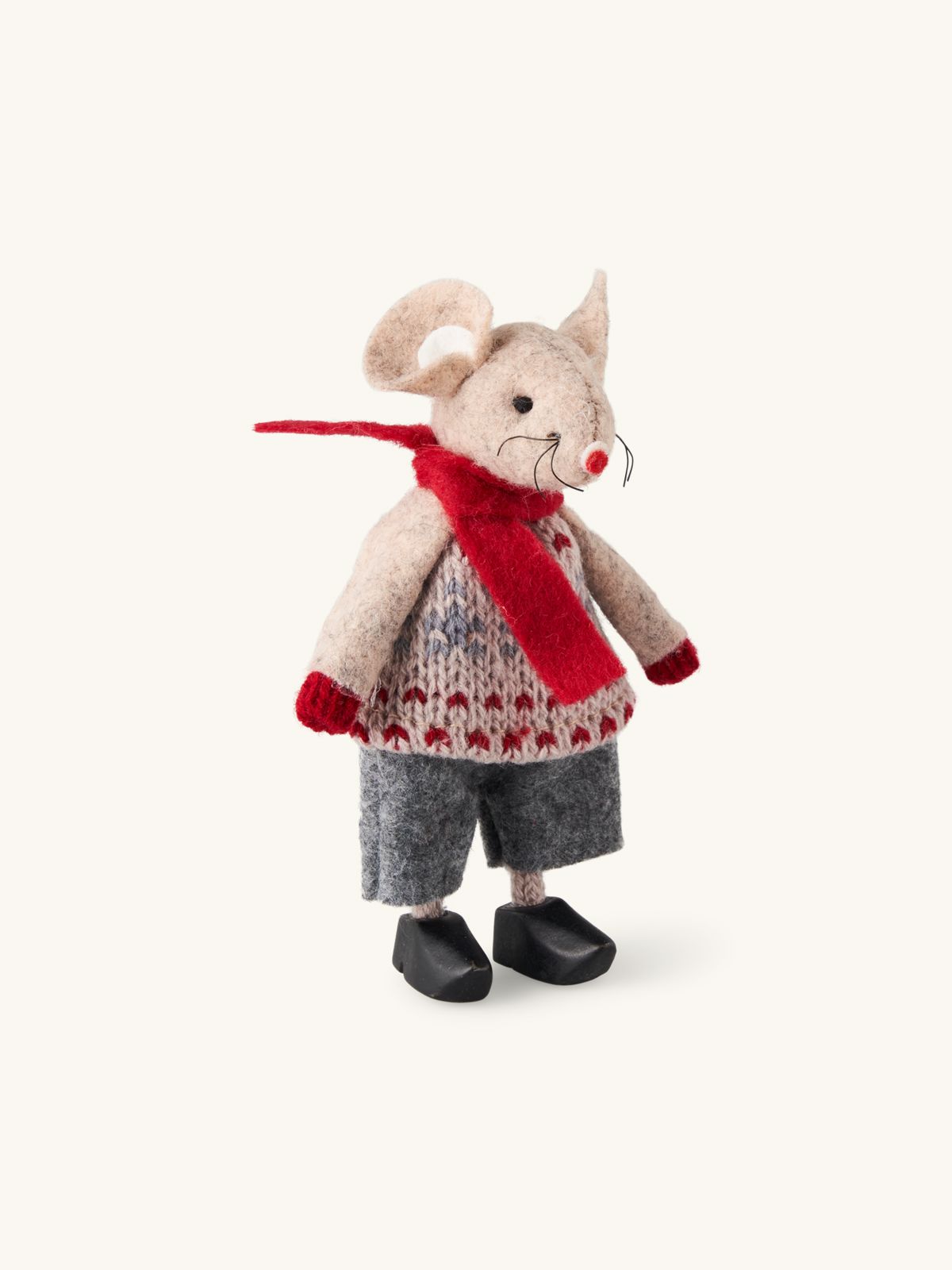 Décoration De Noël Souris En Feutre Rouge - Avec écharpe Rayée, 15 Cm - Søstrene Grene