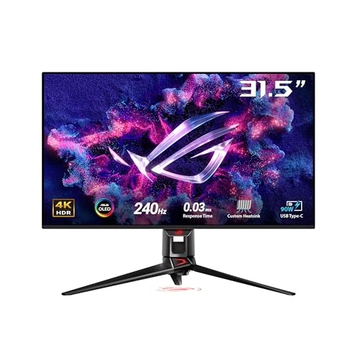 ASUS Moniteur Gaming ROG Swift OLED PG32UCDM ― 32 Pouces, Dalle QD-OLED 4K (3840 x 2160), 240 Hz, 0,03 ms (GTG), Compatible G-Sync®, dissipateur Thermique personnalisé, 99% DCI-P3, 90 W Type-C®