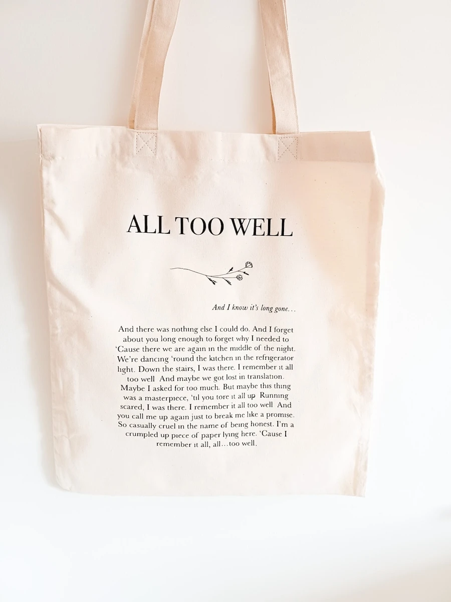 And I know it&#39;s long gone… All too well inspired bag | Novel, Lyrics Floral Red Tote bag | Nourdesign