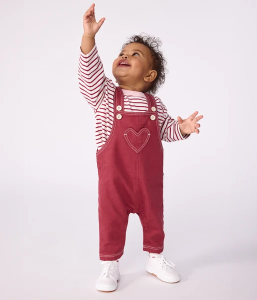 Salopette bébé en denim coloré jambes longues