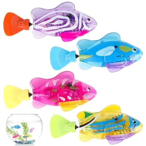 Hojalis Poisson Bain Qui Nage Bandai, 4pcs, Robot Fish, Poisson de Bain Qui Nage, Jouets Poissons Flottants, Jouet de Bain électrique, Jouet de Piscine pour la Piscine, avec Lumière LED
