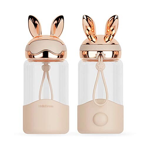 WZHCC Coupe en Verre, Tasse De Main en Plein Air Créative Oreilles De Lapin en Couple Étudiant Haute Tasse De Cadeau De Borosilicate 340Ml,d'or
