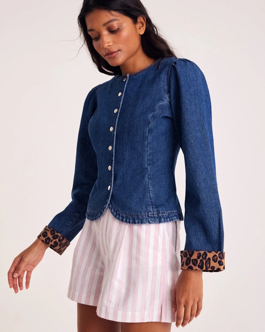 Veste Berta bleu outremer et léopard