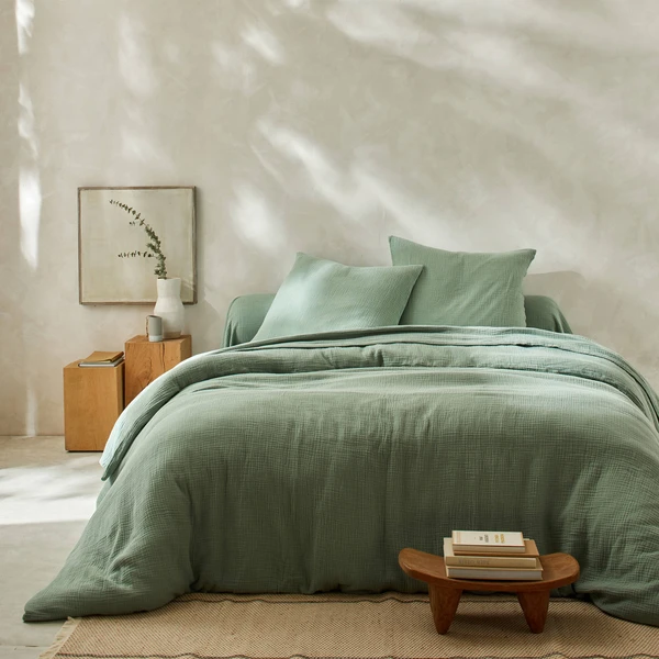 Linge de lit uni en triple gaze de coton