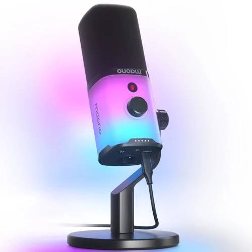 MAONO XLR/USB Micro Gaming: Microphone Dynamique PC avec RGB pour Streaming de Podcast, Enregistrement Studio, Micro d'ordinateur avec Suppression du Bruit, pour PC Mac PS4/5
