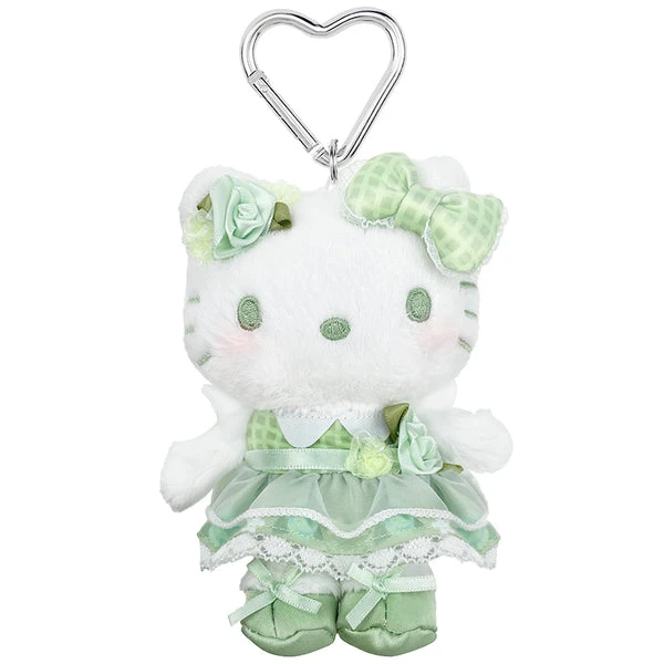 Hello Kitty Green Plush Mascot Keychain (50th Anniv. Floral Series)