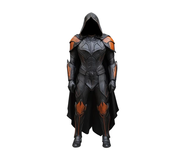 The Ember Knight - Black & Orange Leather Medieval Cloak - Handmade Pure Leather Viking Cosplay Armor - Festival Outfit For Halloween