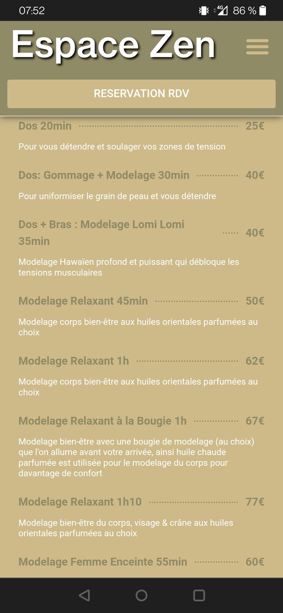 Modelages relaxant 45 min