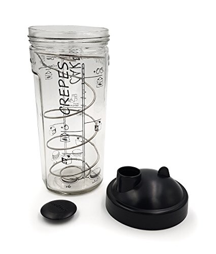 COOKUT - Shaker Miam - Réalisez Une pâte à crêpes ou Pancakes Parfaite en Moins de 2 Min - Pratique, sans Robot, sans Balance ni ustensile et sans salissure - Conservation Facile - 14 x 14 x 23 cm