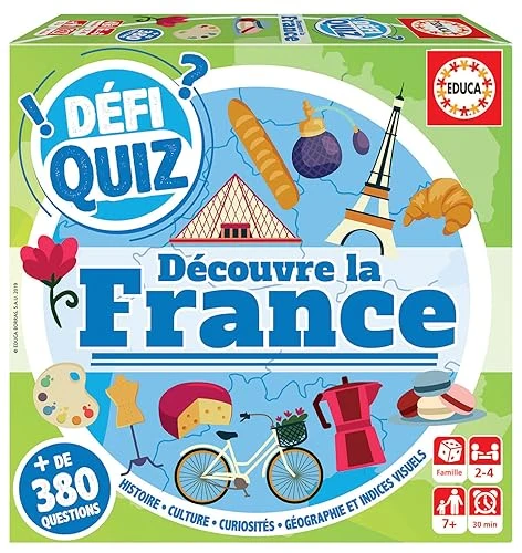 Educa - Defi Quiz. Découvre La France. Jeu de societé Famille. Questions et reponses. +7 años (18155)