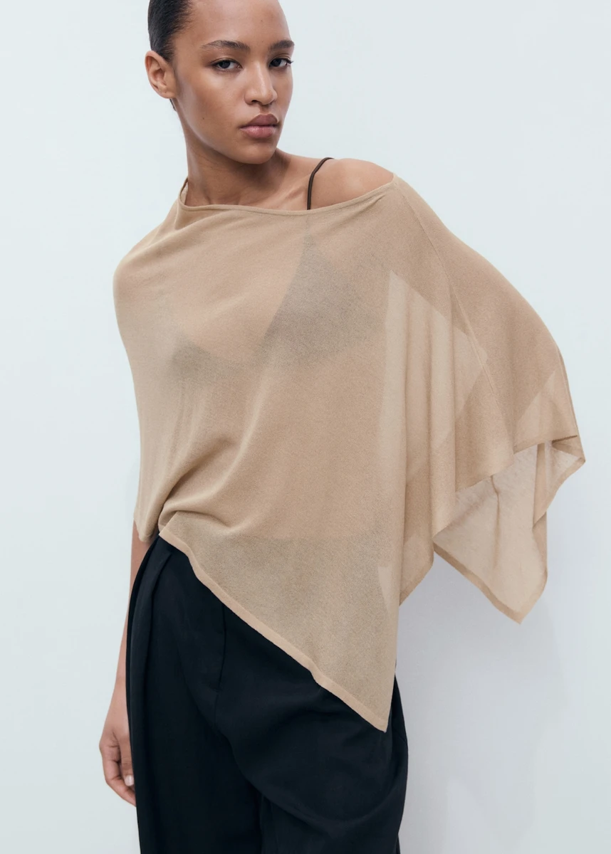Cape en maille asymétrique