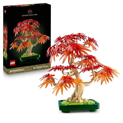 LEGO Botanicals Bonsaï d’Érable Rouge du Japon - Kit de Construction Adulte - Plante Artificielle avec Feuilles Rouges et Oranges - Pot Constructible - Idée Cadeau - Décoration Intérieure DIY 10348